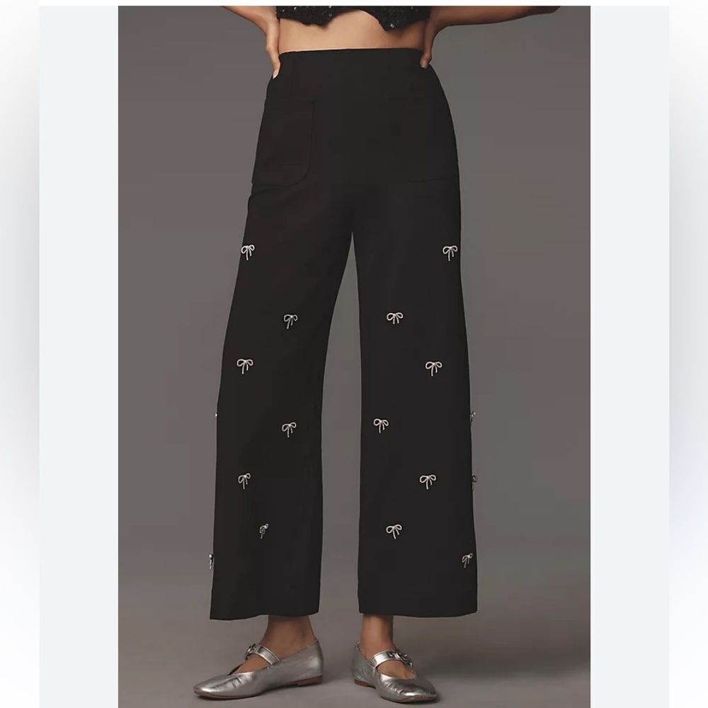 The Colette Cropped Wide-Leg
Pants by Maeve: Bow Edition